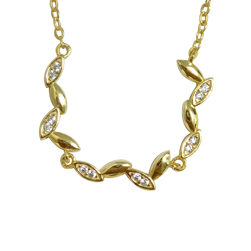 Delicate Zircon Leaf Bar Bracelets 925 Sterling Silver Gold Plated Hot Sale Cute leaf Bracelet Stackable Chain Wholesale