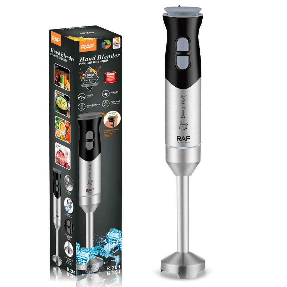 Stainless Steel Electric Immersion Hand Blender 1600 Watt Mixing Speed Easy Control Crush Ice