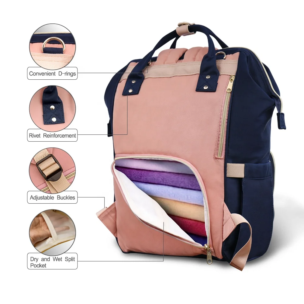 Wholesale Portable  Custom Printed Expandable Backpack Baby Diaper Bags With Changing Station