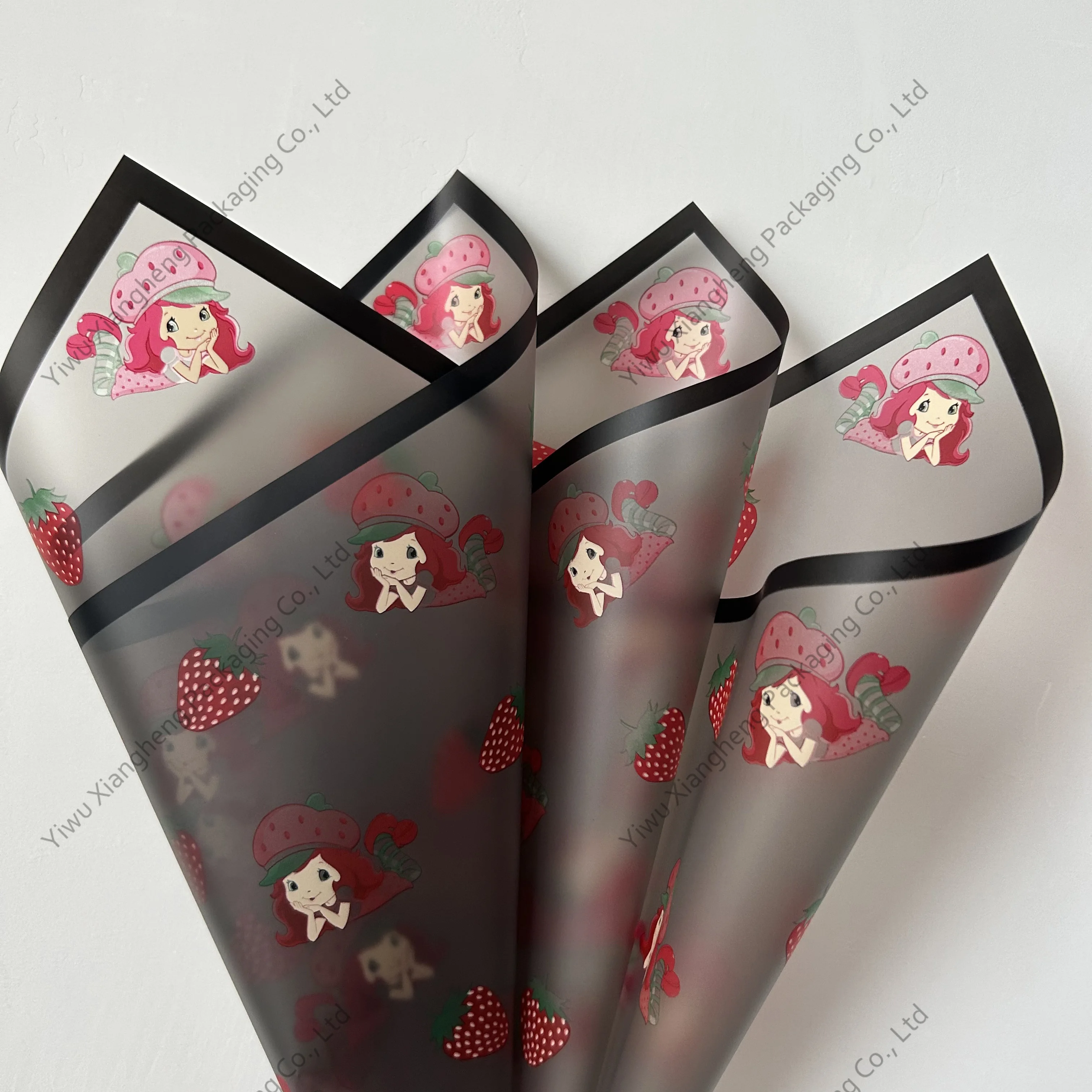 New design frayed strawberry girl wrapping paper for flowers korean floral paper flower wrapping paper custom gift decoration