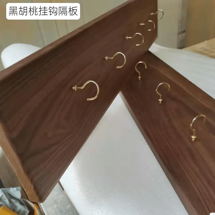 Red oak beech black walnut original solid wood hook word divider kitchen storage cup shelf Shelving board DIY