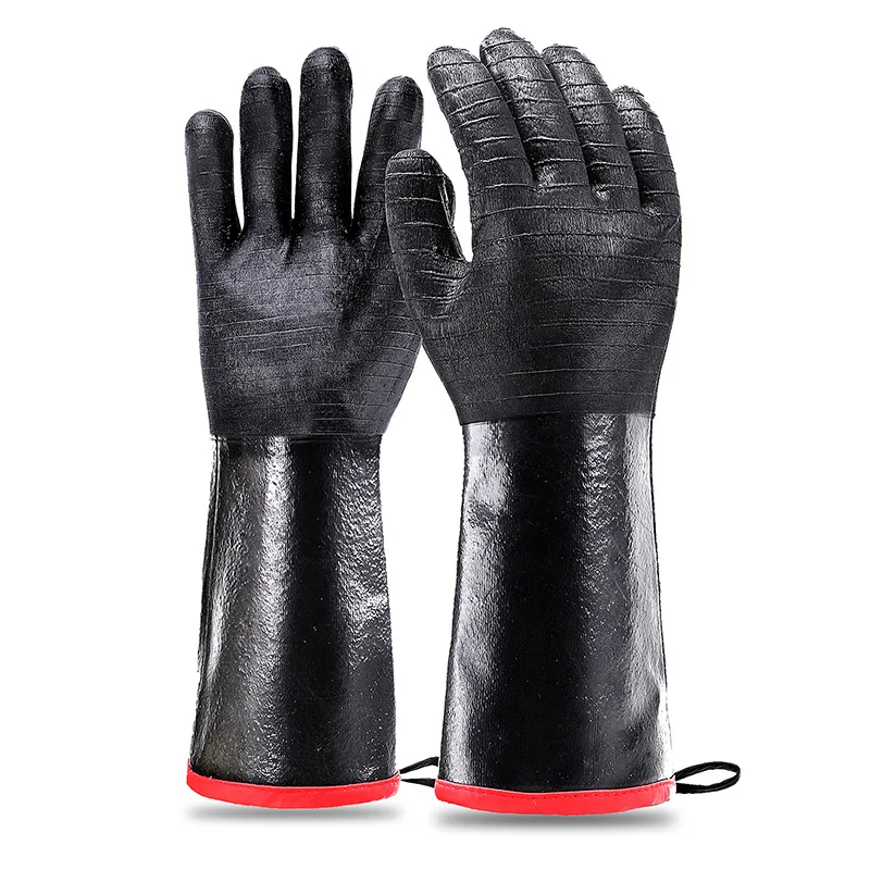 Long Sleeve Nitrile Glove Safety Anti slip Cooking BBQ Acid Alkali High Temperature Resistant Fire Oil Heat Proof Kitchen Gloves