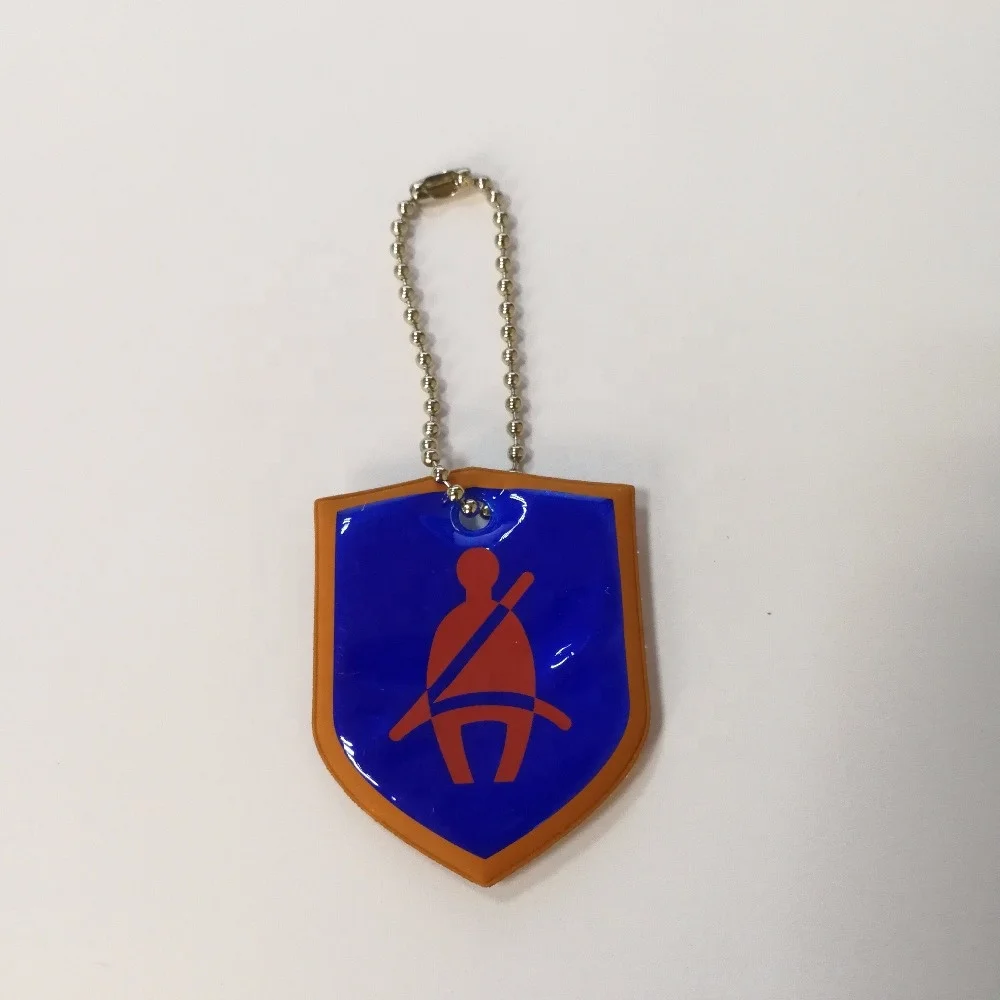 China manufacturer reflector pendant key holder, Reflective Keychain Pendant Soft PVC Safety Reflective Keyring With Light