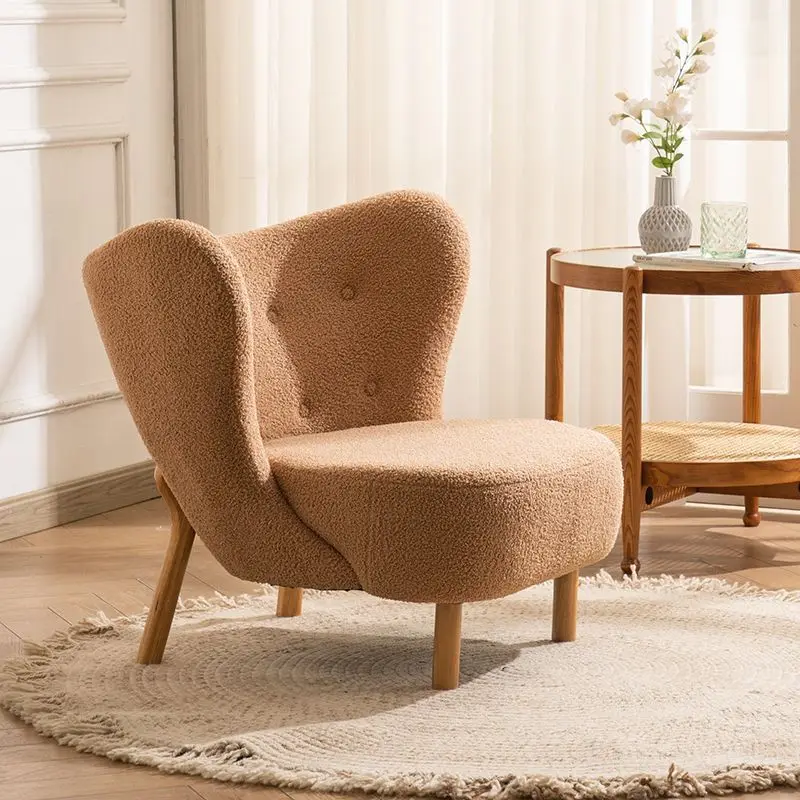 Modern Hotel Furniture Fabric Sofa Chair Casual Middle White Lamb Wool Living Room Upholstered Sofas Chair
