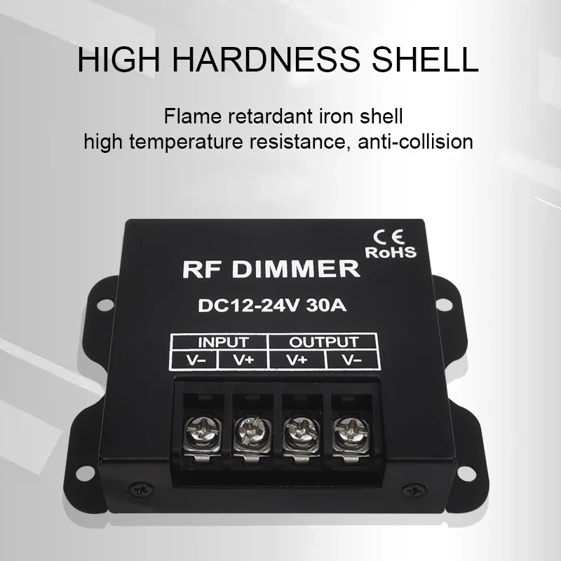 12V 24V Black Iron Shell Single Color LED Strip Lights Manual Wireless remote control LED strip Adjust Brightness Dimmer Switch