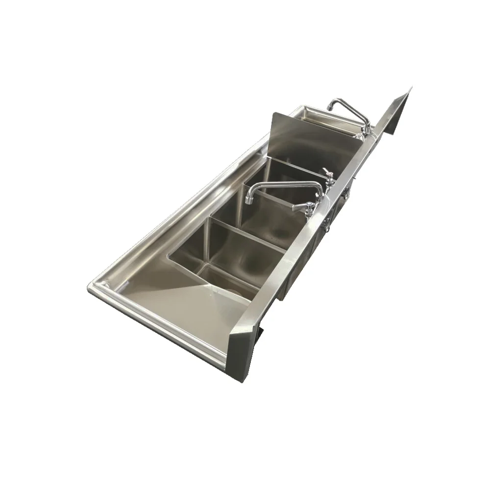 OEM ODM Foodservice NSF Commercial kitchen Brushed 304 stainless steel 4 Compartment Sink with faucet 4 bowl knock down legs