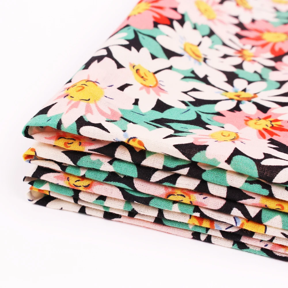 Breathable Organic Custom Printing No MOQ 100% Cotton Woven Printed Poplin Combed Fabric For Kids Woman Dress Shirt Bedding