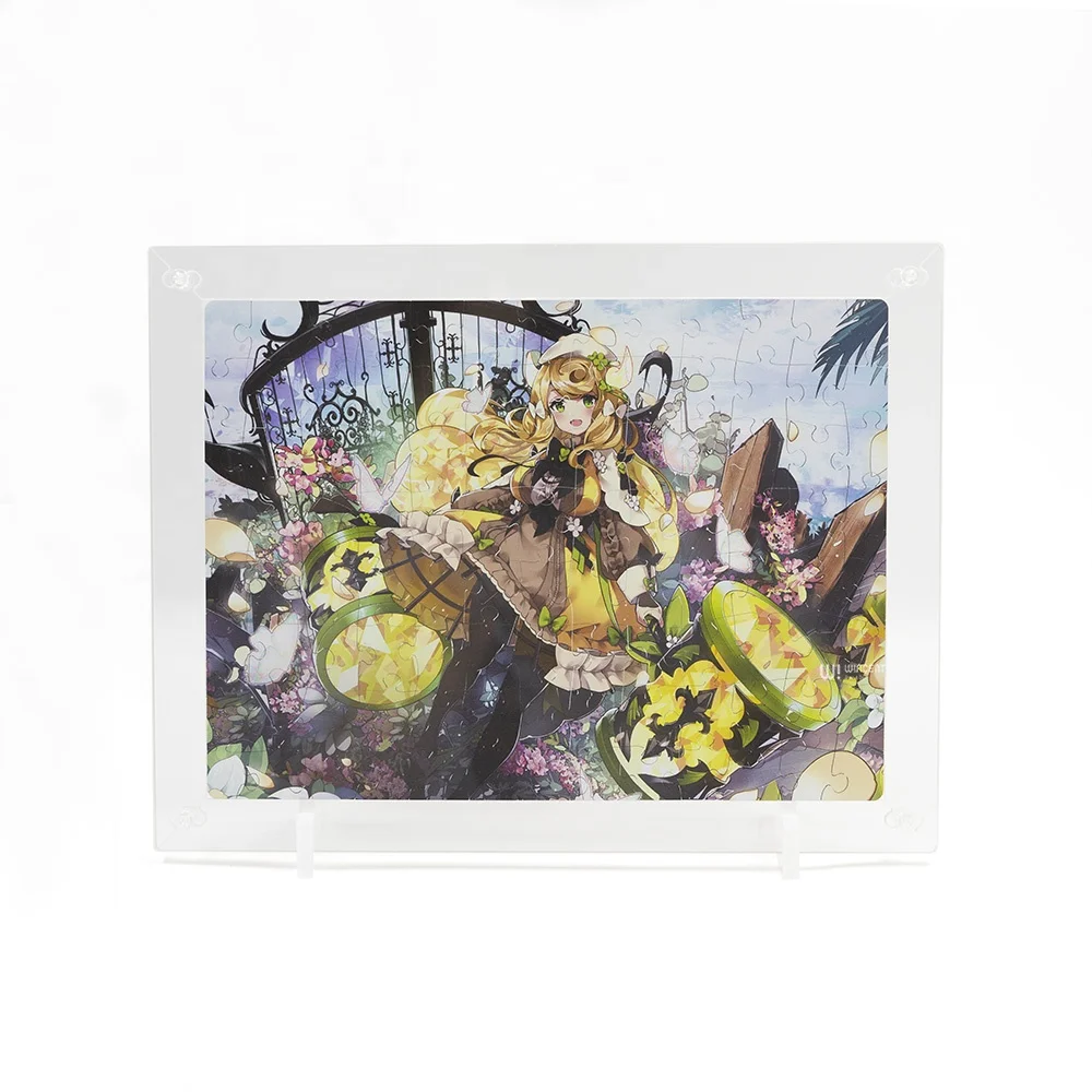 Manufacturer of custom 200pieces PET frame desk decoration double sided print custom wood jigsaw puzzle for adults