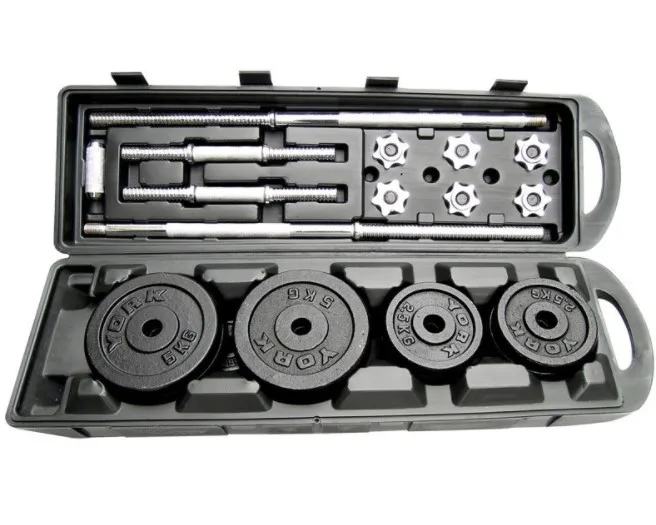 Wholesale High Quality Sport Training 50kg Adjustable Barbell Cast Iron Hex Dumbbell Set