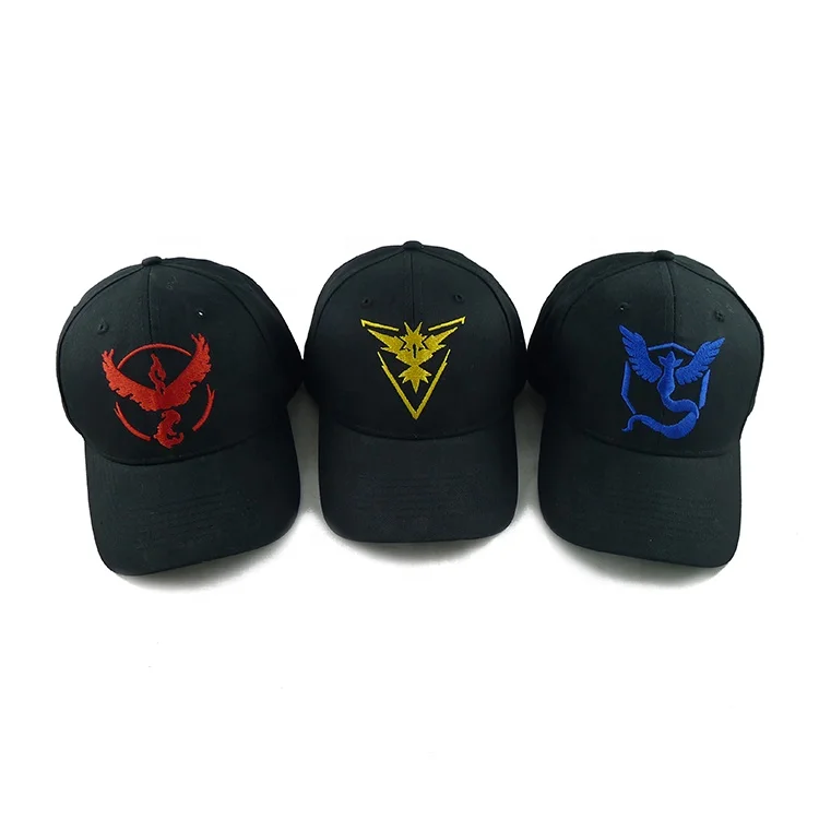 Promotional 6 panel Embroidered Baseball Hats Custom Caps Pikachu Pokeball Unisex Adjustable Hat