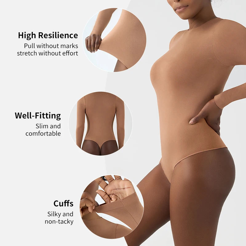 SK0716 Long Sleeve Body Suits Womens seamless Bodysuits Tops for Women Slim Fit Tummy Control Shapewear Athletic Wear