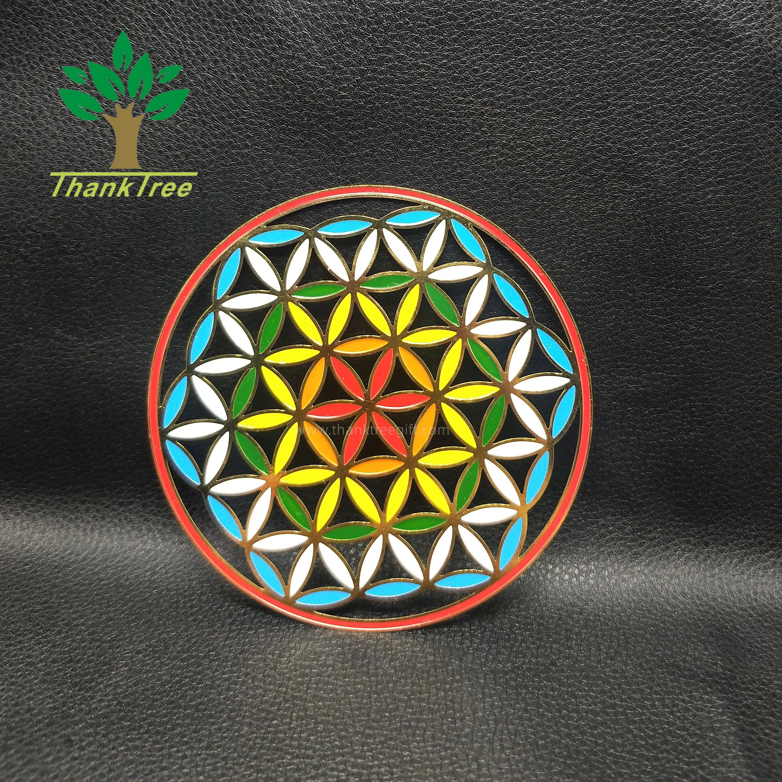 luxury colorful printing religious metal crafts Ganesh icon gold plated labels in different sizes