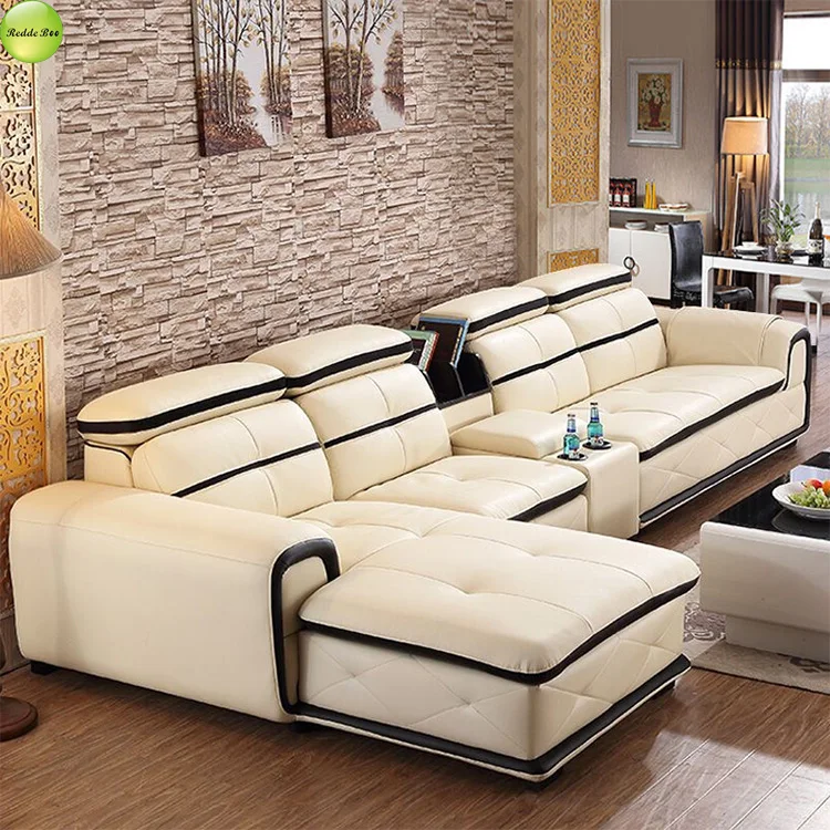 Home TV watching sofa comfortable modern new design latest corner leather sofa 8098