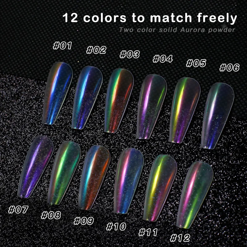 Two color Solid Magic Mirror Powder Nail Mirror Effect Powder Chrome Pigment Glitter Nail Magic Acrylic Laser Power