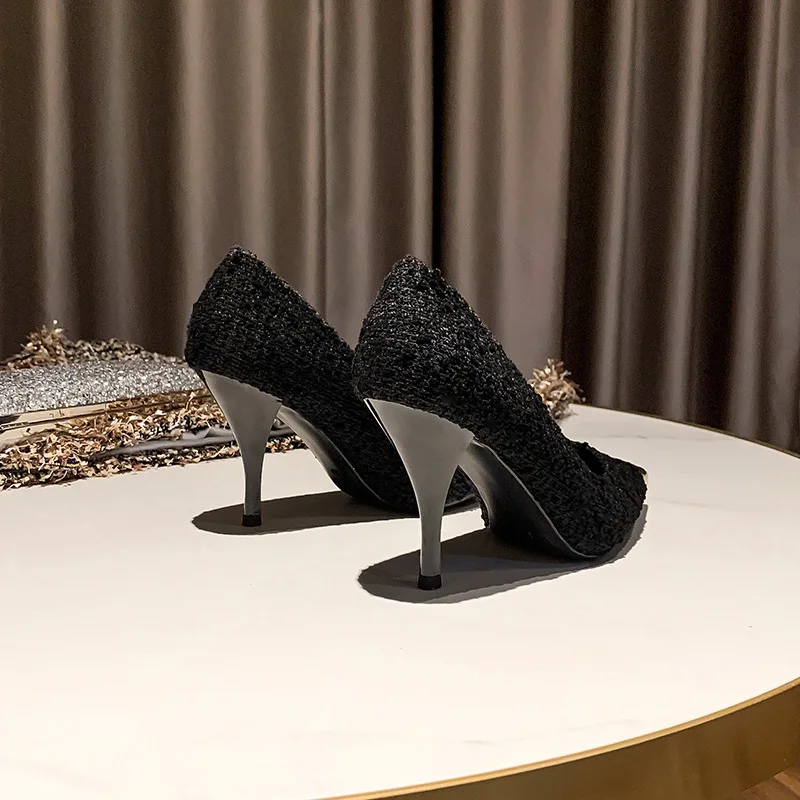 2022 Hot Sell High Heel Shoes Sexy Fashion Woman Ladies Black Thin Heels Pumps