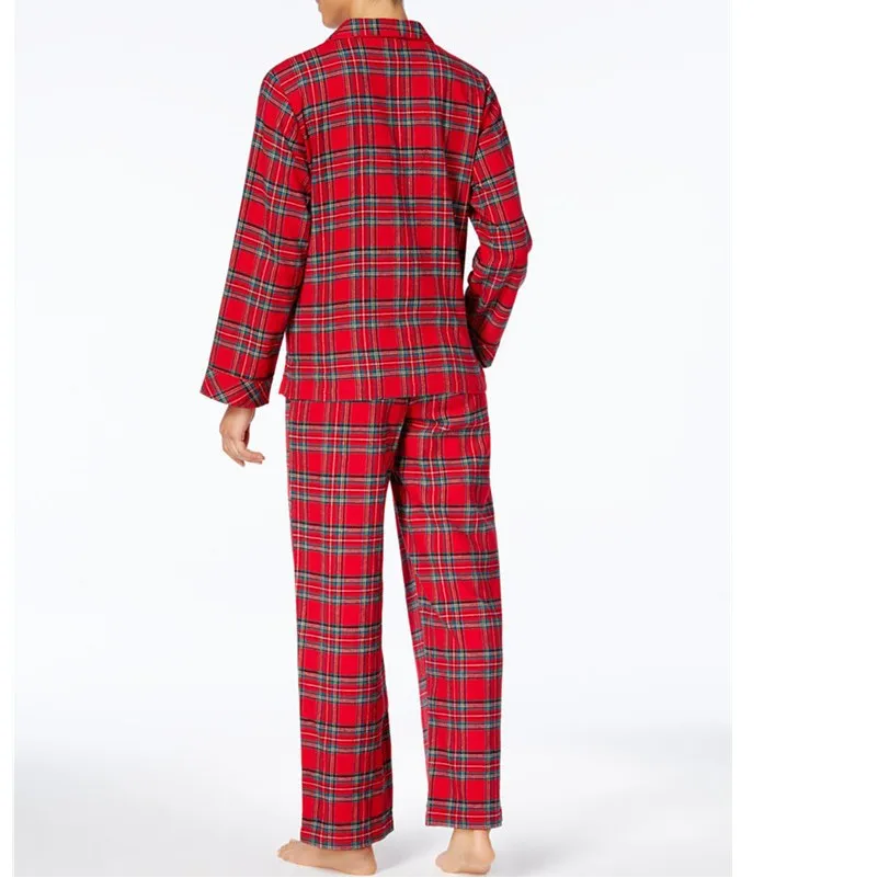 Oem Custom Christmas Pajamas Family Plaid Printed Christmas Pyjama Pjs Set Wholesale Xmas Pajamas Set Women Custom Woven Label