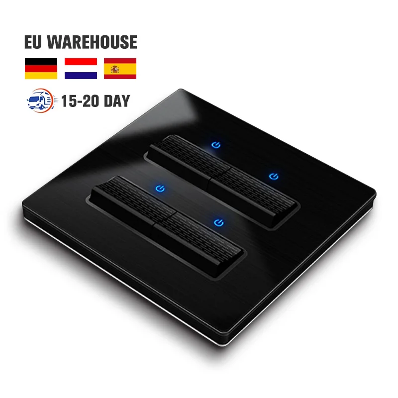 YINKA 4gang 2Way Touch Switch Panel Black Gold White NFC Custom Tempered Glass Power Outlet Minimalist Style