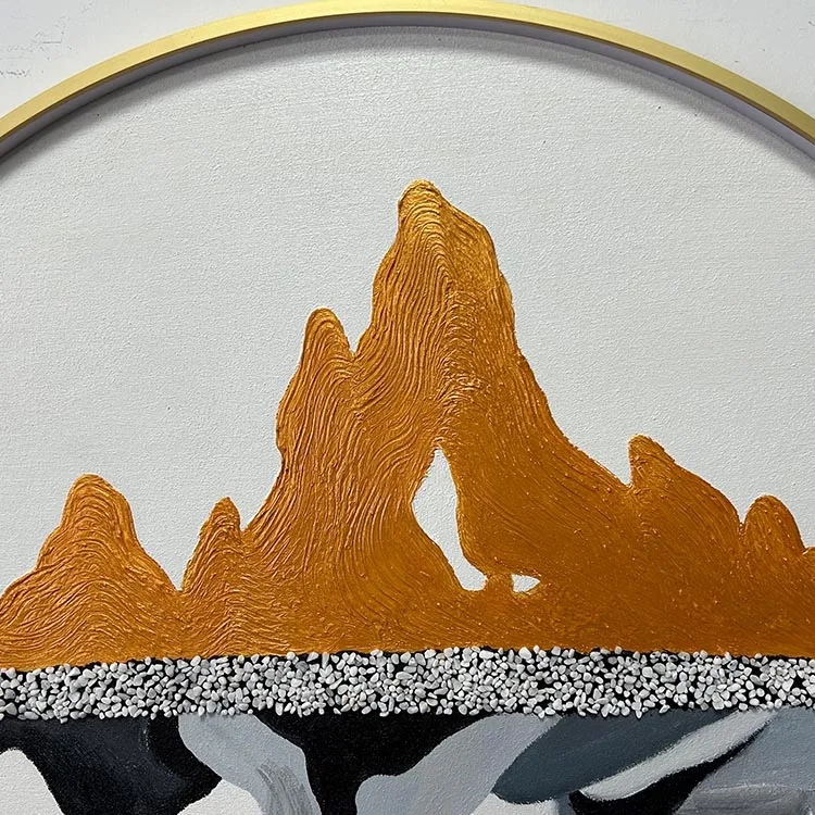 Abstract Golden Mountain Canvas Wall Art Prints Gold Birds Posters Nature Landscape Painting Inspiring Pictures Home Wall Decor