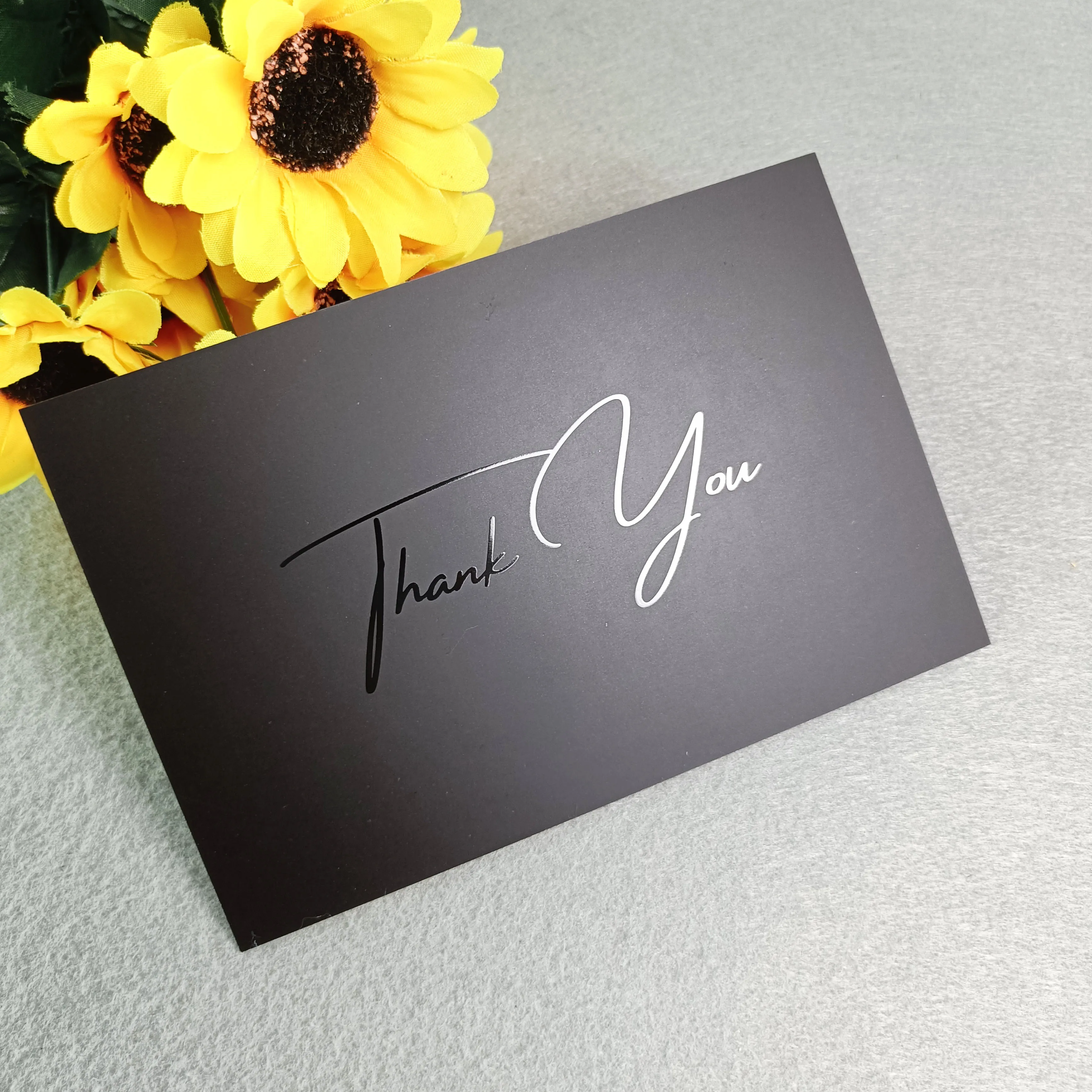 Wholesale Custom Printing UV Black Gold Foil Envelope Thank You Cards  For Business Guests Wedding Birthday Greeting