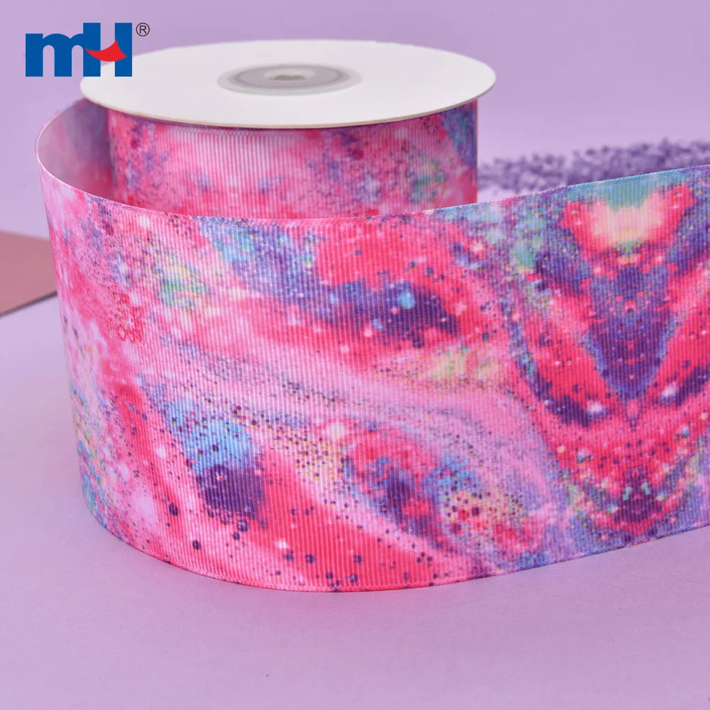 75mm Custom Galaxy Grosgrain Ribbons Hair Bow Style 3 inch Cartoon Character Heat Transfer Ribbon