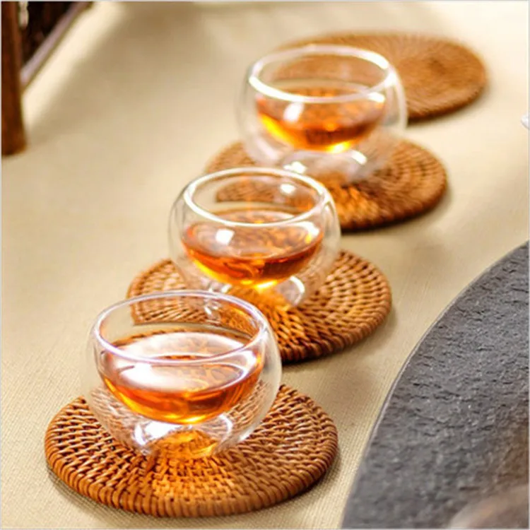 
6pcs set 50ml Double Wall Glass Cup Small Cups for drinking tea 
