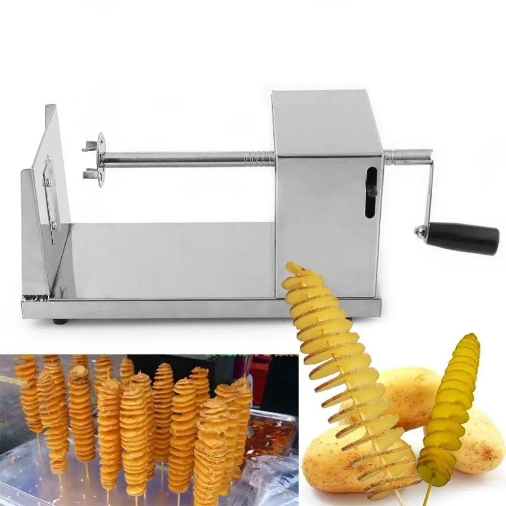 Manual Twist Potatoes Tower Slicer Chips Machine Spiral Spring Potato Twister Tornado Cutter Machine