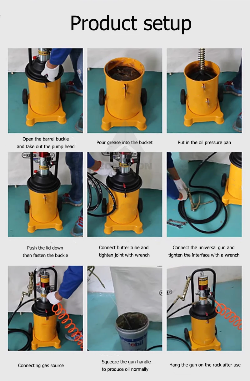 Pneumatic Grease Pump 12L Air-operated Bucket Greaser Car Repair Lubricating Tools 12 Liter Oil Lubricator