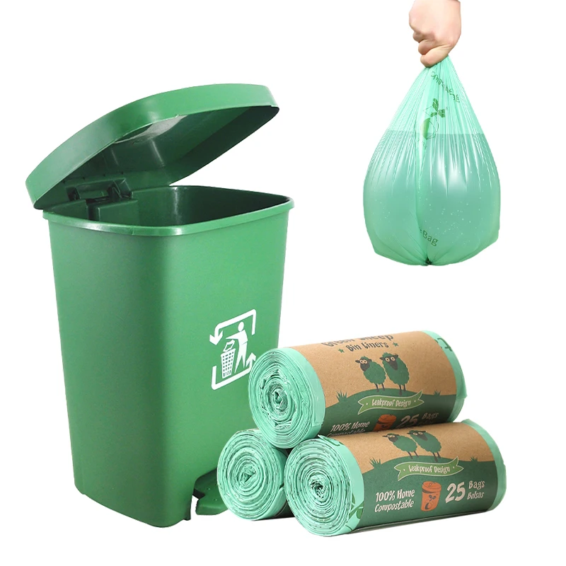 13 55 60 Gallon 100% Biodegradable Compostable Thick Contractor  Garbage Bags Roll Eco Friendly 50L Rubish Trash Bags 500 Moq