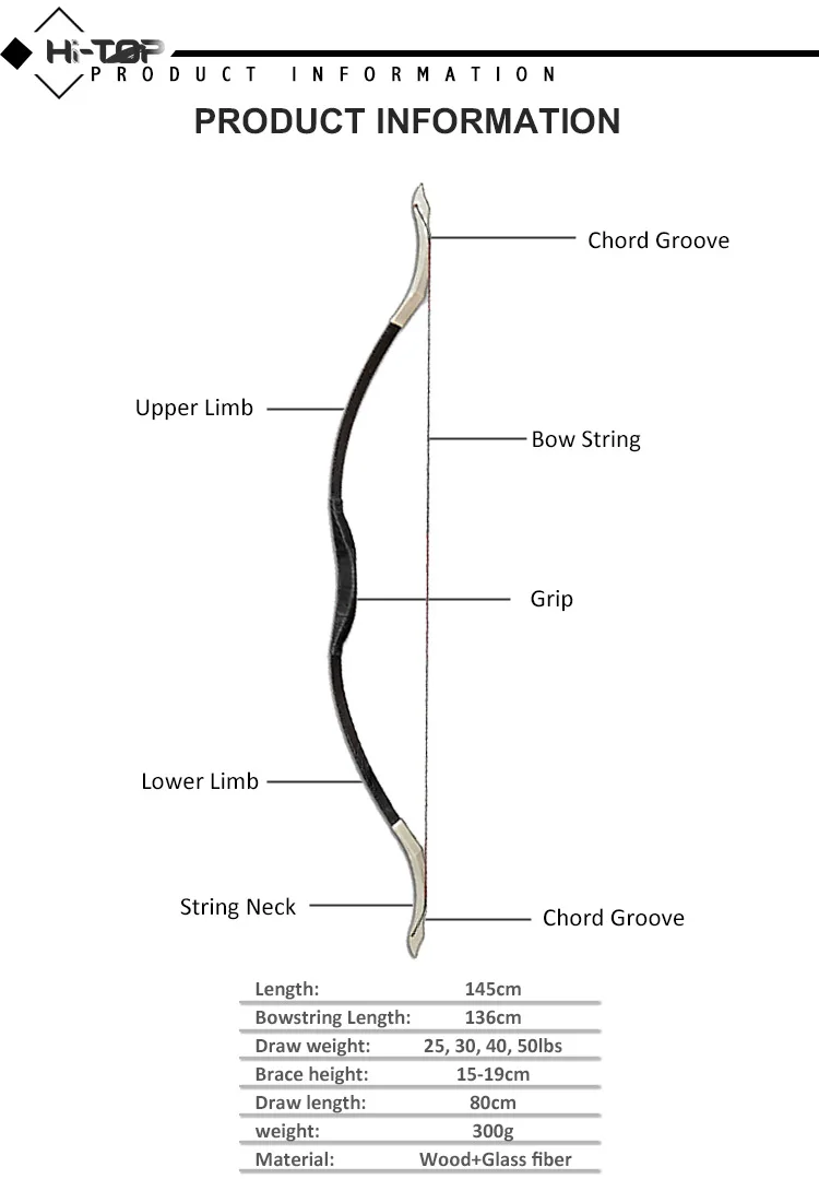 Hi Top 40Lbs 50Lbs Left-Handed-Archery Wooden Bow Archery Traditional Long Horse Bow 30 Lbs Horse Bow And Arrow For Sale