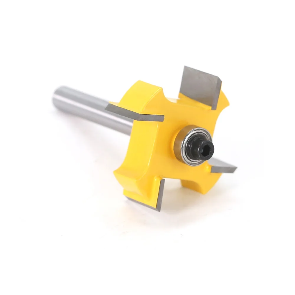 6mm 6.35mm Shank 4 Edge T-Sloting Router Bit Bit with Bearing Wood Slot Milling Cutter T Type Rabbeting Woodwork Tool for Wood