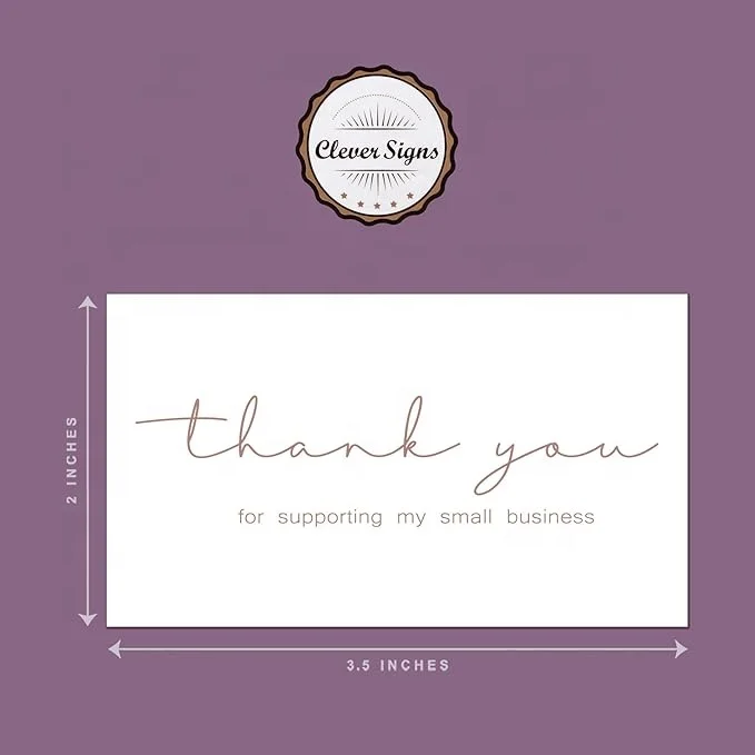 Thank You for Supporting My Small Business Cards, Elegant and Professional Design, 2 X 3.5, Recommended for Online Retailers