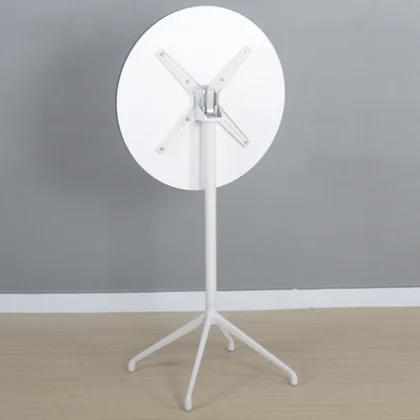 Outdoor HPL top metal base foldable bar table in white