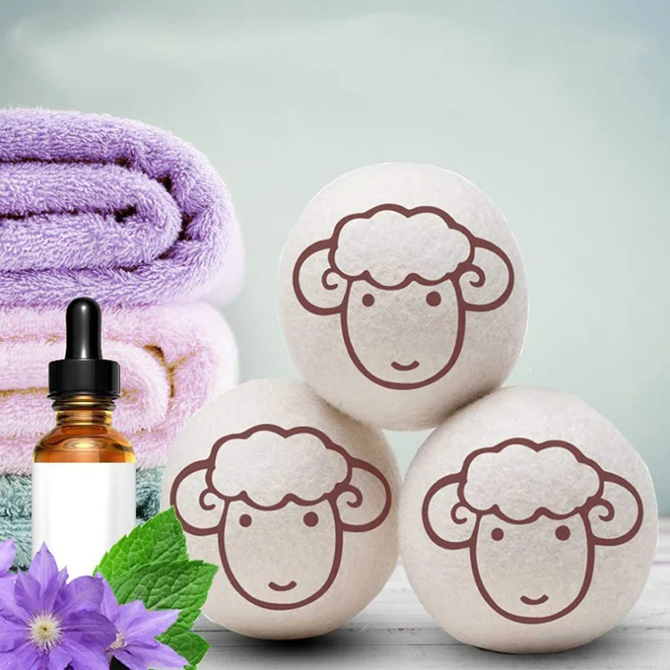 Reusable Organic Wool Dryer Balls for Dryer Machine 7-7.5CM Anti-Wrinkle Drying Softener Baby Clothes Laundry Soft Gentle Fabric