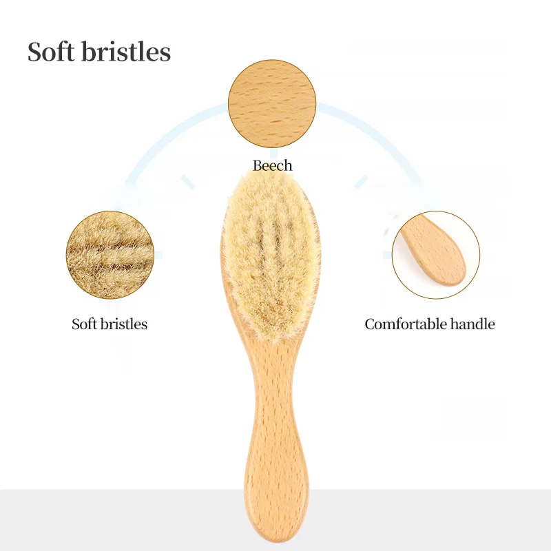 Private Label Bamboo Mini Hair Brush Detangling Wooden Kids Baby Hair Brush Set