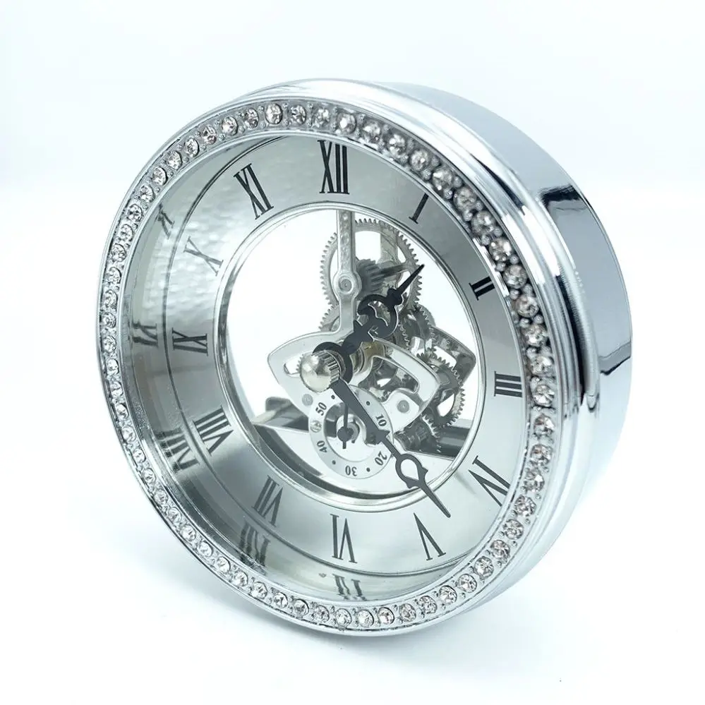 95mm Mechanical Clocks Metal Roman Numerals vintage Antique silver gold skeleton clock insert