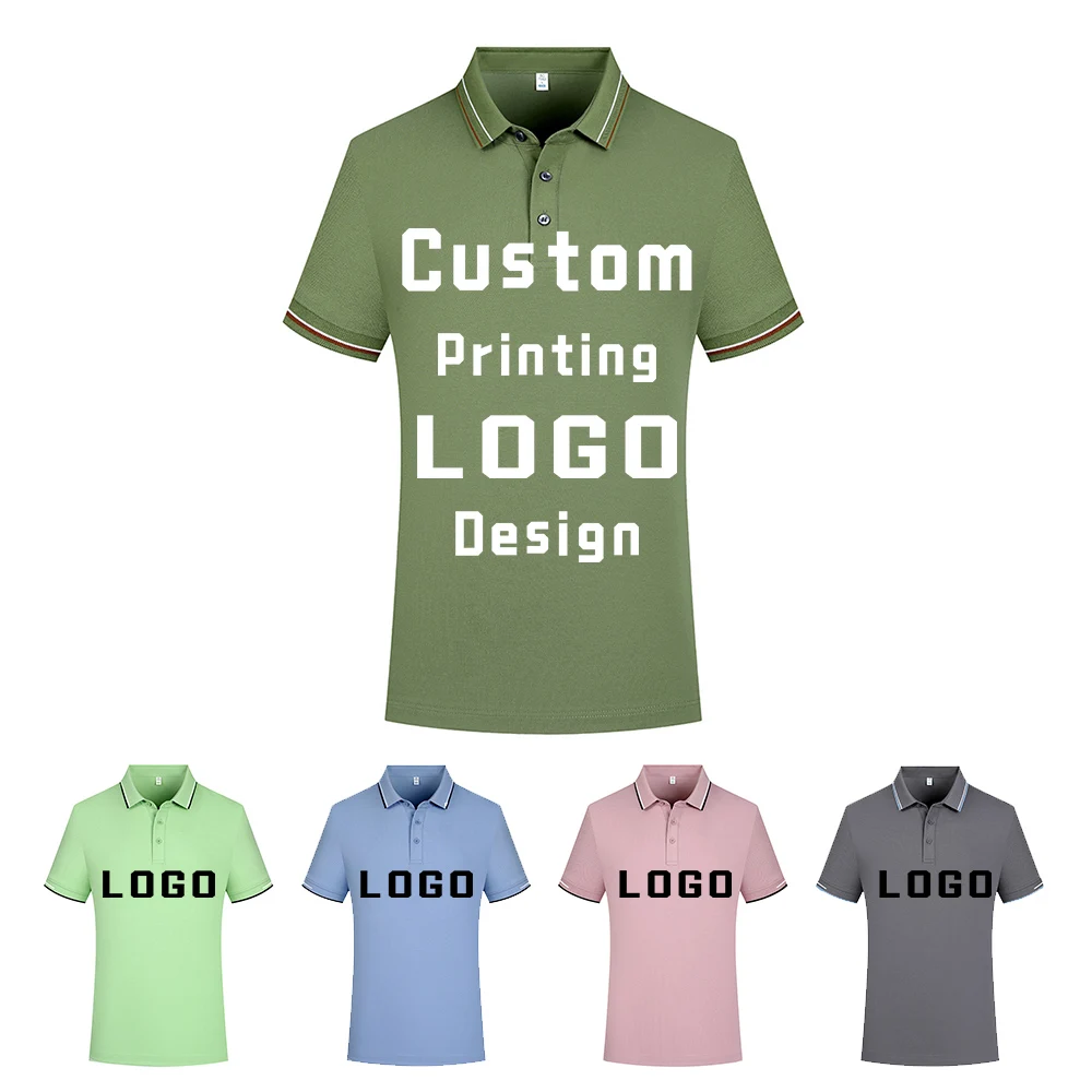 Hot Sale 210 GSM Golf Blank Customized Embroidery Printed Wholesale Turn-Down Collar Photo Print Pattern Blank Polos