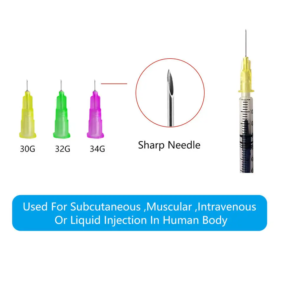 Medical Sterile Stainless Steel Dermal Filler 30g 32g 34g Hypodermic Needle Blunt Tip Micro Cannula