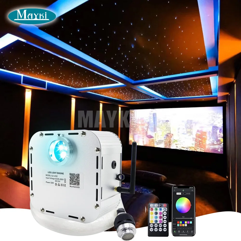 Fiber Optic Star Ceiling Kit 800pcs*0.75mm Pmma Fiber End Glow Light With 27W RGB Light Source Fiber Optic Starry Sky Ceiling