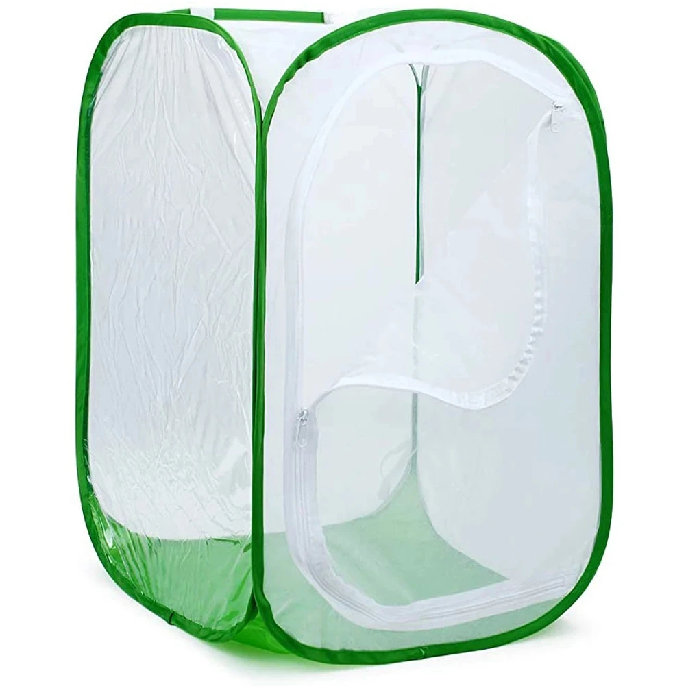 Green Foldable Butterfly Mantis Stick Breeding Zipper Cage Net Cloth Insect Habitat Insect Cage Net 40x40x60cm