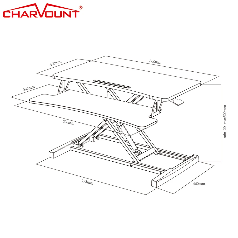 Charmount Wide Height Adjustable Standing Desk Converter Sit-stand Desk Converter