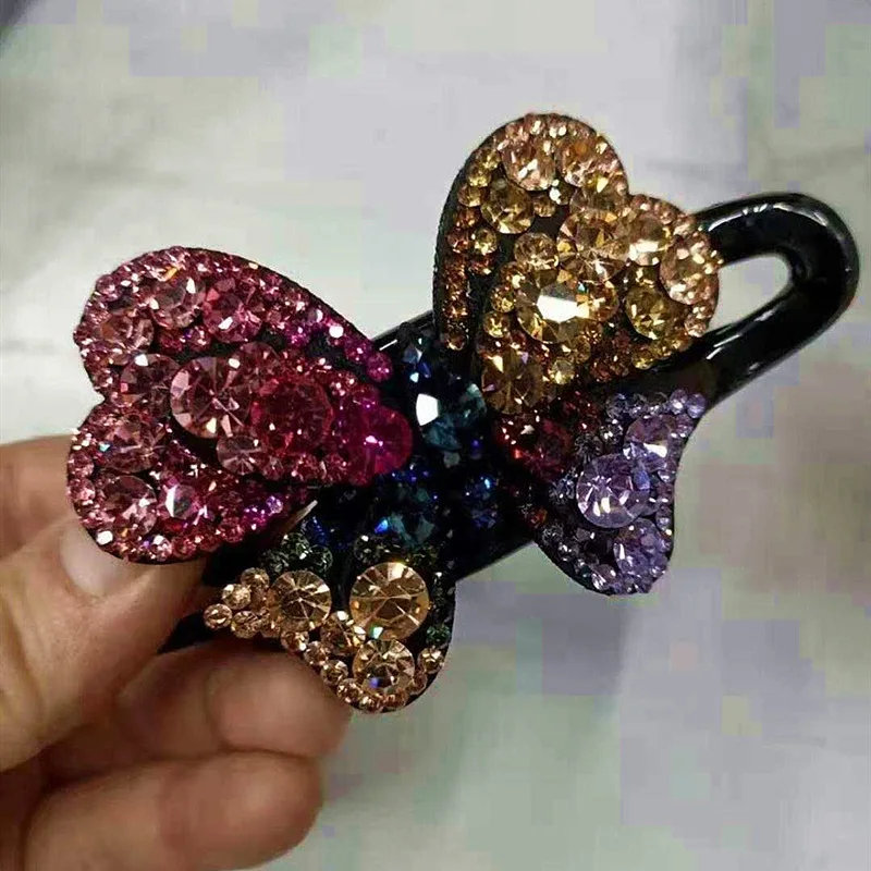 Cute Rhinestone Butterfly Hair Clip Large Duck Clips For Girls Hairpins
