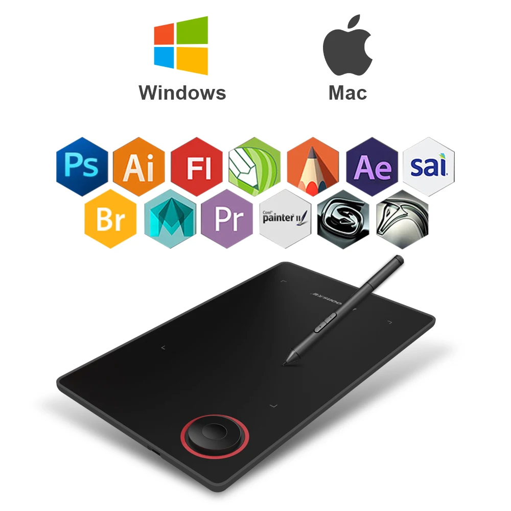 10moons G50  Signature Pad Illustrator Graphic Tablet With Roller Key