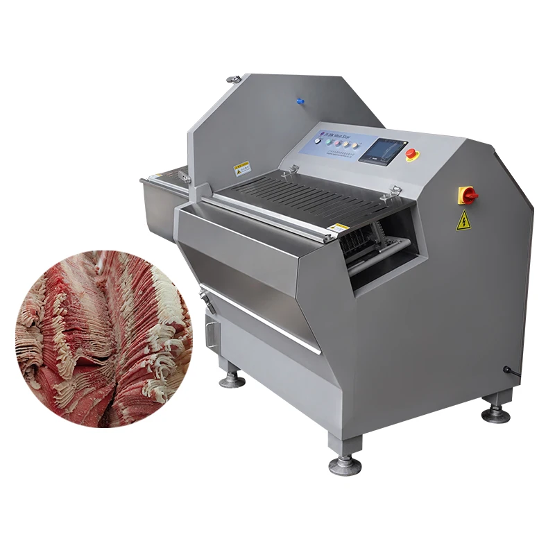 Conveyor belt 36K  pork steak slicer machine which can be equipped with external touch screen frozen beef slicing equipment