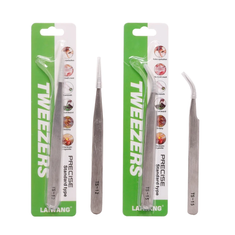 Wholesale manicure tools Anti-static  stainless steel elbow Straight head nail art tweezers Pick up drill Multi-purpose Care