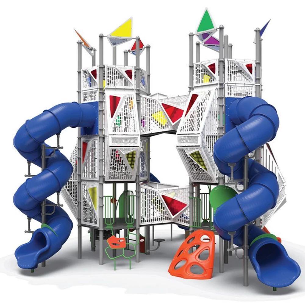 Popular toddler games outdoors for playground children outdoor playground equipment big double and square slides  for sale