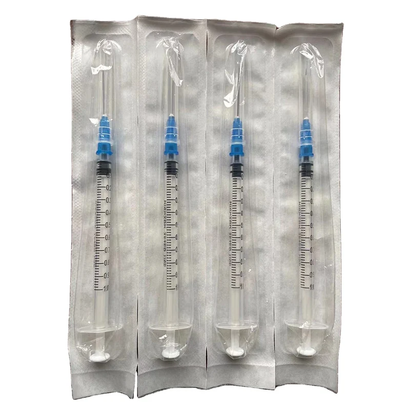 Hot sale sterile injection three parts disposable medical luer slip syringes 1ml with needle