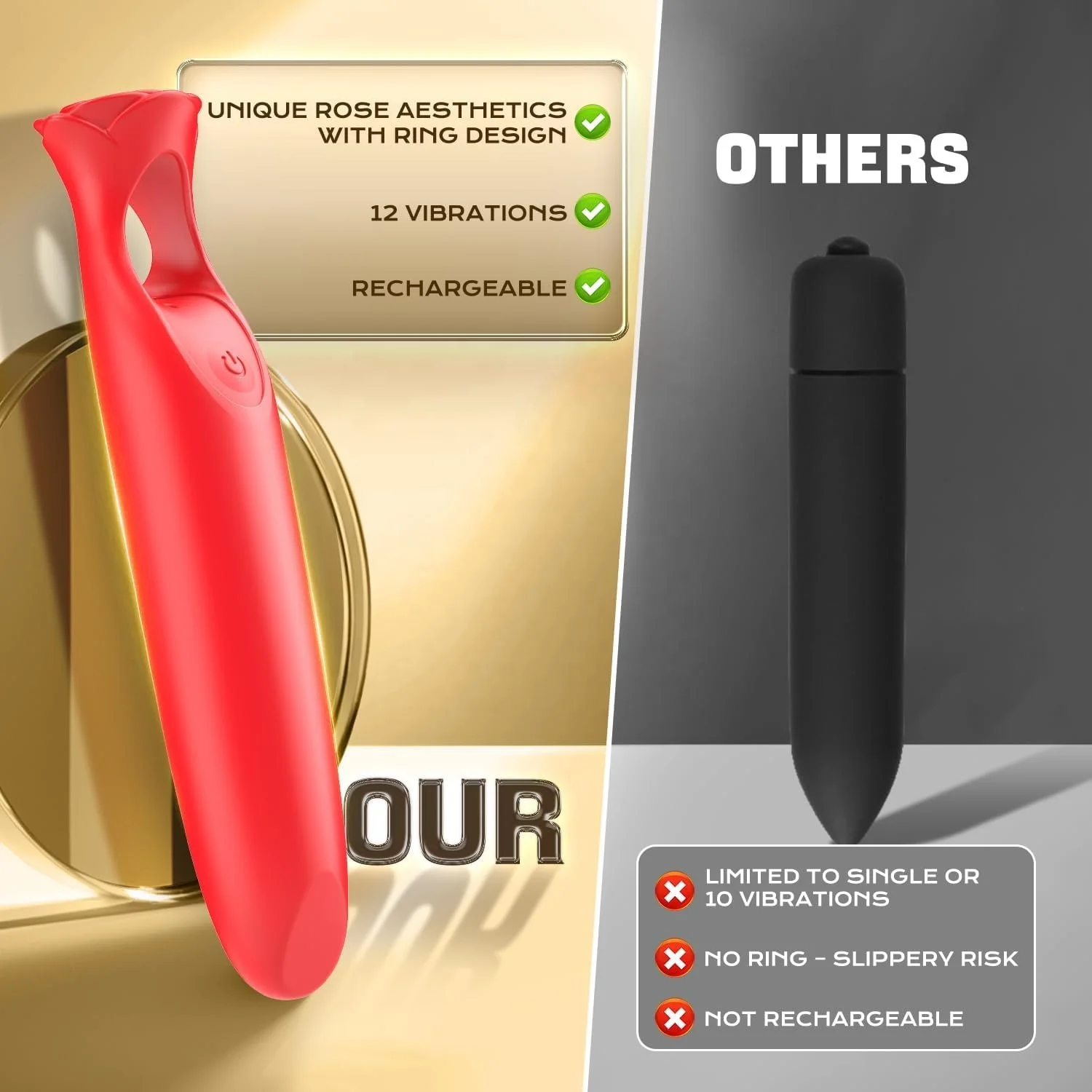 Hot Selling Bullet Mini Vibrator Rose Sex Toy 12 Vibration Modes Portable Female Vibrator Small Clitoral G Spot Stimulator