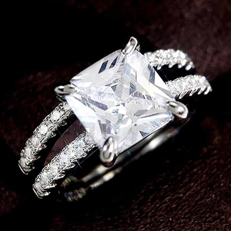 CAOSHI 4 Designs rings set Silver Color Ring for Women Inlaid White Zircon Stones Wedding Rings Set Wedding