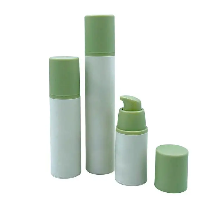 Recyclable 15ml 30ml 50ml PP Plastic Green Skin Care Serum Cosmetic Packaging Airless Pump Bottles Face Cream Pump Bottle