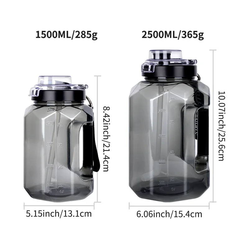 1 Gallon Water Bottle With Straw Motivational Large Water Bottle Gym Water jug with scale PETG material